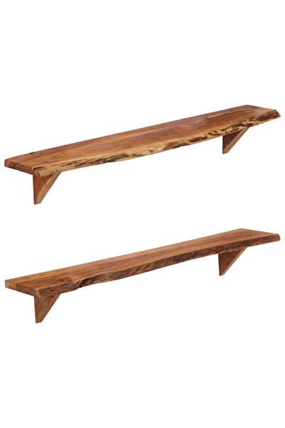 vidaxl Rafturi de perete, 2 buc., 110x20x18 cm, lemn masiv de acacia