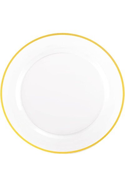 Sunny Your Bright choice Disposable Clear Plastic Plates Premium Gold Rim Fancy Festive Party Set, 10 Pieces (Gold)