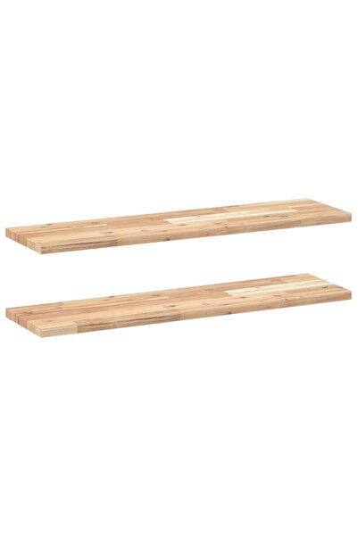 vidaxl Rafturi suspendate 2 buc. 80x20x2 cm lemn masiv acacia netratat