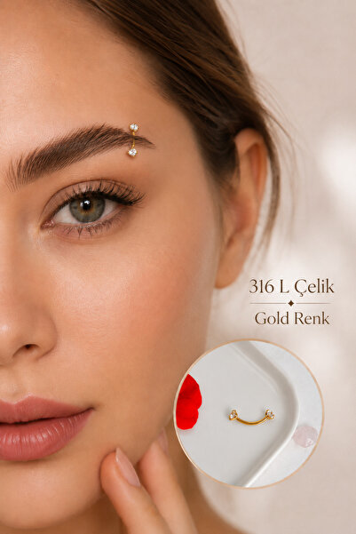 Sacce Scarves&Accessories 316L Çelik Zirkon Taşlı Kaş ve Rook Piercing