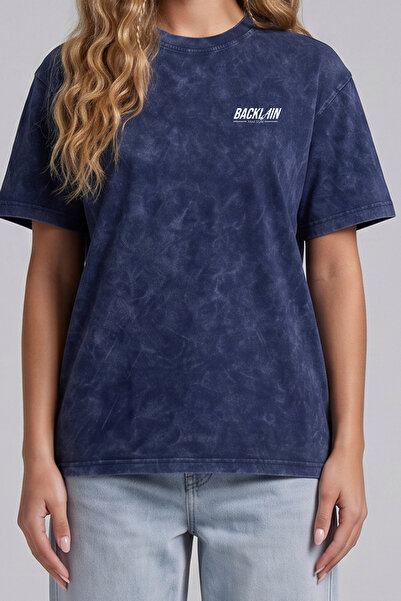 BACKLAİN Mod Style Unisex Oversize T-Shirt Vintage Washed Printed 100% Cotton