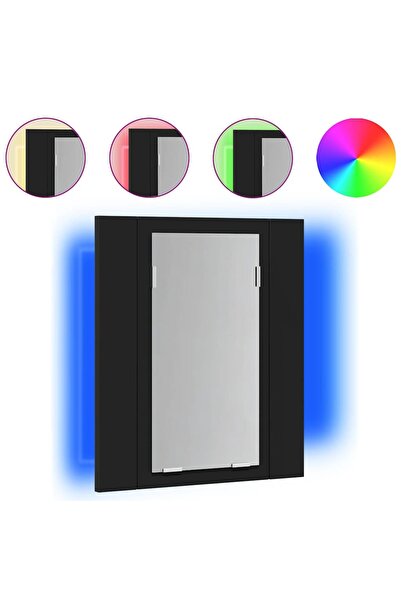 vidaxl Bathroom cabinet with mirror & LED, black, 40x12x45 cm, acrylic