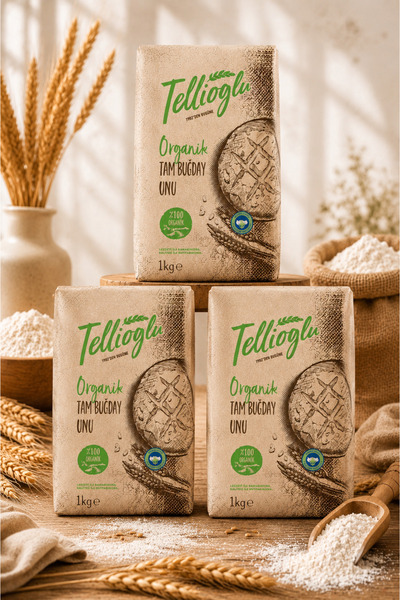 tellioğlu Organik Tam Buğday Unu 3x1 Kg