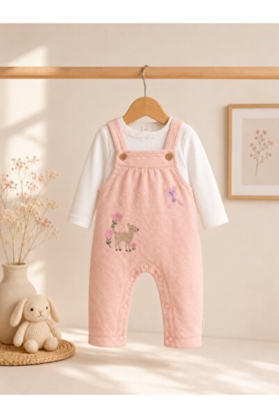 Superbaby Salopeta roz matlasata cu bluzita - Cute Butterfly