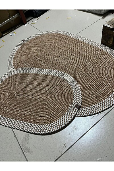 Öz-Tex Home طقم حمام من الخيزران والجوت مقاس كبير مكون من قطعتين 40x60-60x90،...