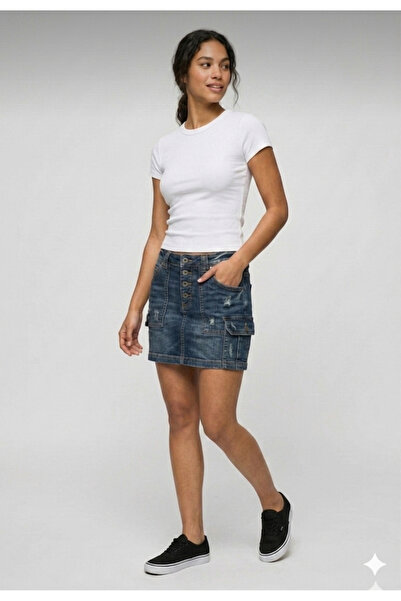 FASİON Women's Crop T-Shirt Crew Neck Cotton