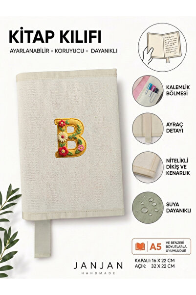 JANJAN DOĞAL KUMAŞ Kitap Kılıf,Yıkanabilir Kitap Kılıfı,Kitap Koruyucu,32x22 ...