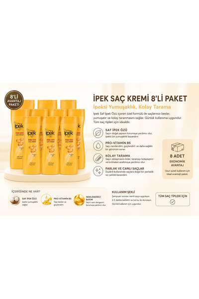 İpek Saç Kremi 480 ml Tüm Saçlar İçin Pro Vitamin B5 X 8 adet
