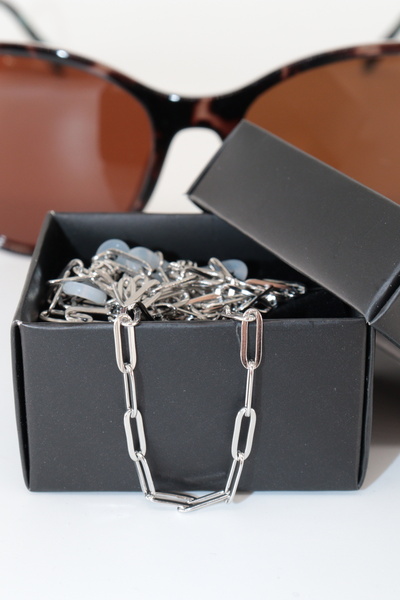 KEEBA A Timeless Breeze of Steel Silver Color Women's Eyeglass Chain Eyeglass...