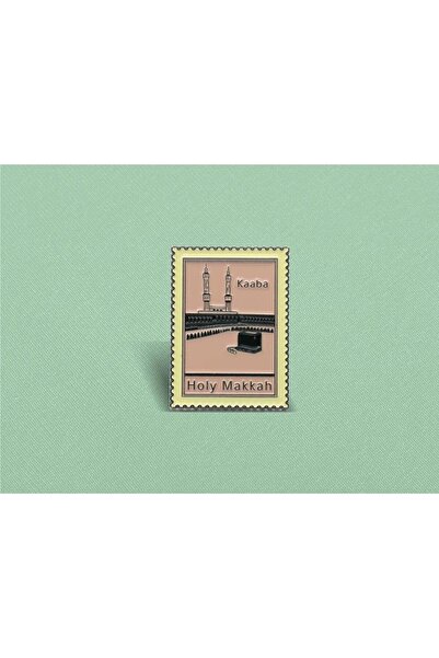 SKYPINZ Brooch - Kaaba Postage Stamp Style - Magnetic Attachment Method - Magnet