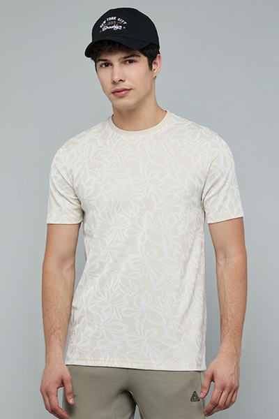 R&B Jacquard T-Shirt with Crew Neck and Short Sleeves