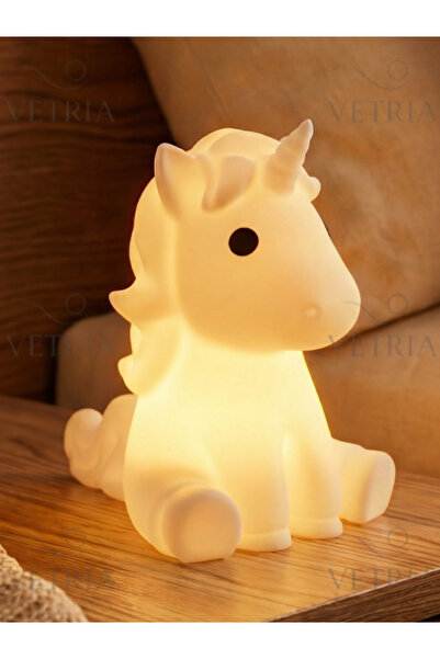vetria Sevimli Unicorn Masa Lambası - Ev Dekorasyonu Işıklı Obje 12 cm Tealig...