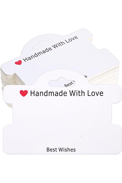 naturevo 100 Adet Handmade With Love Takı Kartı – 300 Gr Kalın Karton Bilekli...