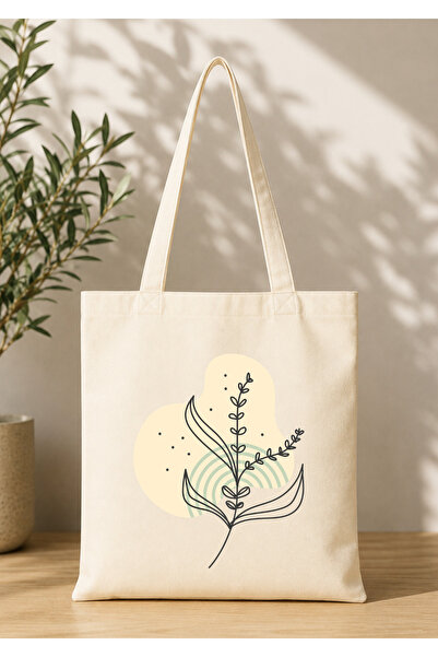 Eylül Design Vintage Boho Patterned Printed Raw Fabric Bag Organic Tote Bag