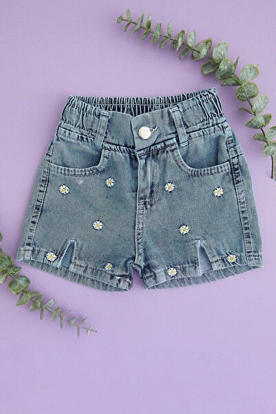 Fulla Moda Daisy Embroidered Slit Girls' Shorts