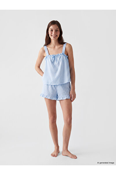 LC Waikiki Set de pijamale scurte de damă în carouri