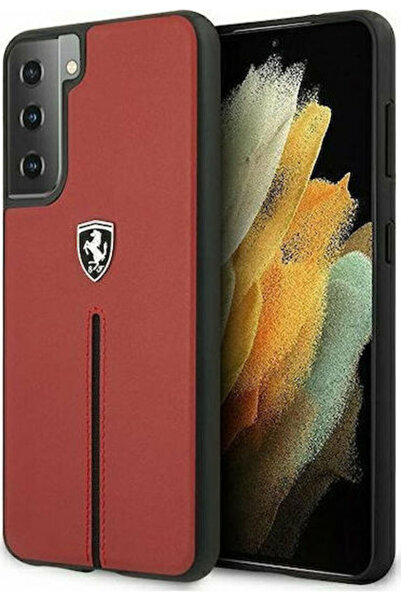 Ferrari Off Track Δερμάτινο Νάιλον Ριγέ Πλαστικό Κόκκινο Πίσω Κάλυμμα (Galaxy...