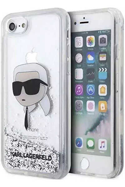 Karl Lagerfeld Glitter Karl Head Πίσω Κάλυμμα Πλαστικό / Σιλικόνη Ασημί (iPho...