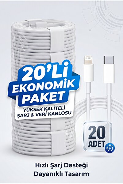 Fibaks 20’Lİ AVANTAJ PAKET: 20W Type-C to Lightning Hızlı Şarj Kablosu (1 Metre)