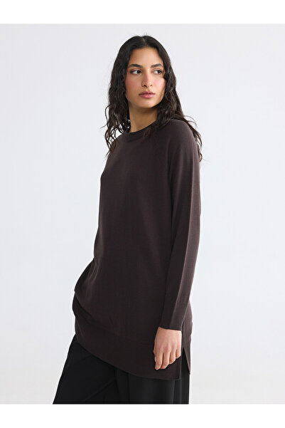 LC Waikiki Brown Crew Neck Women's Knitwear Tunic