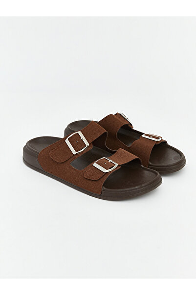 LC Waikiki Brown Suede Look Men's Slippers