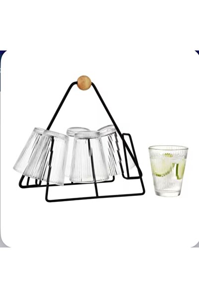 Bein Servi Contemporary Style Glass Tumbler Set with Stand 6-Piece Transparent