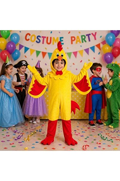 joyland Full Chicken Costume for Kids, Soft Plush Jumpsuit with Wings and 3D ...