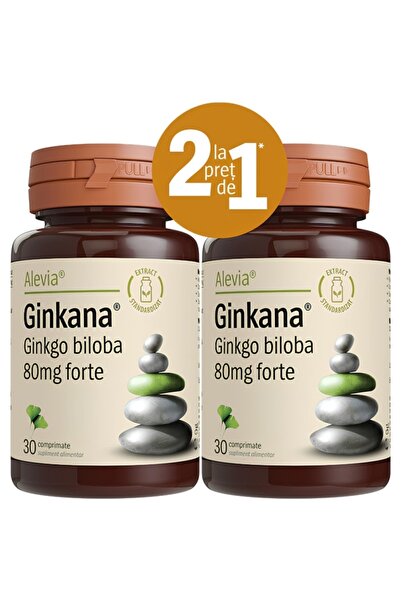 Alevia Package Ginkana Forte pure extract of Ginkgo Biloba 80mg (24% ginkgofl...