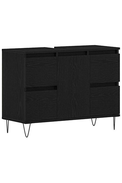 vidaxl Dulap pentru Chiuveta de Baie Stejar Negru 80 x 33 x 60 cm