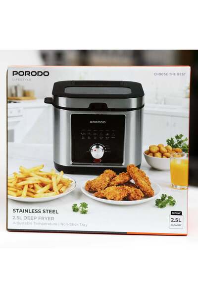 porodo Stainless Steel Oil Fryer 2.5 Liter 1200 Watt
