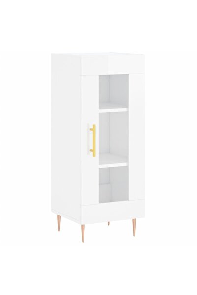 vidaxl Servantă, alb extralucios, 34,5x34x90 cm, lemn compozit