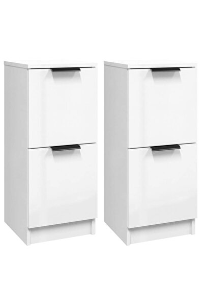 vidaxl Dulapuri, 2 buc., alb extralucios, 30x30x70 cm, lemn compozit