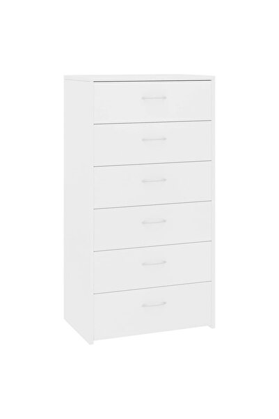 vidaxl Dulap cu 6 sertare, alb, 50x34x96 cm, lemn prelucrat