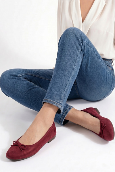 PİMORA Round Toe Bowknot Flat Heeled Orthopedic Classic Closed Ballerinas New...