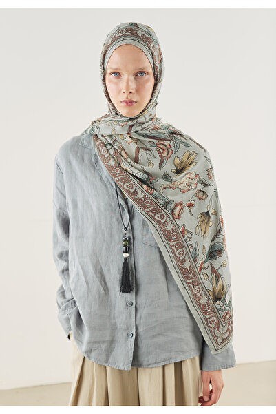 Freshscarfs Απαλό Πράσινο Σάλι από Βισκόζη με Αγνό Εθνικό Σχέδιο