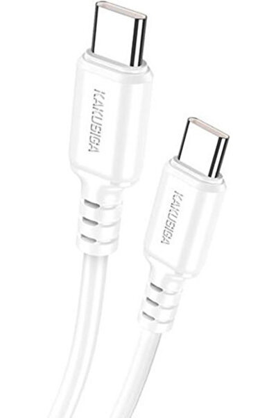 KAKUSİGA Καλώδιο USB 2.0 USB-C Αρσενικό - USB-C 60W PD Λευκό 1μ KSC-982-CC-WH