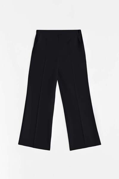 Tuğba Beli Lastikli Culotte Pantolon - Siyah