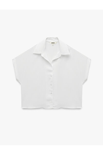 Koton Aerobin Fabric Short Sleeve Satin Crop Shirt