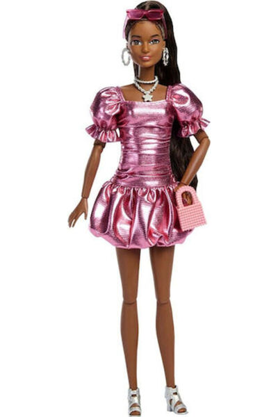 Barbie Πολυτελές Στυλ - Μεταλλικό Ροζ Φόρεμα Κούκλας για 3+ ετών