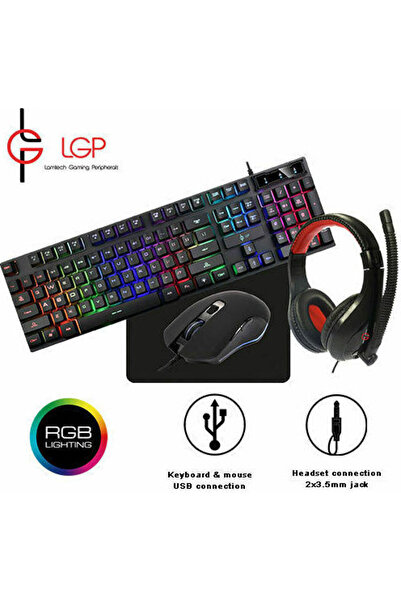 Lamtech Σετ πληκτρολογίου gaming 4 σε 1 με φωτισμό RGB και ποντίκι, Αγγλικό US