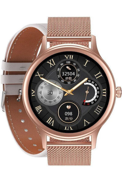 PACIFIC 18-2 38mm Έξυπνο ρολόι με μετρητή καρδιακών παλμών (Ροζ χρυσό)
