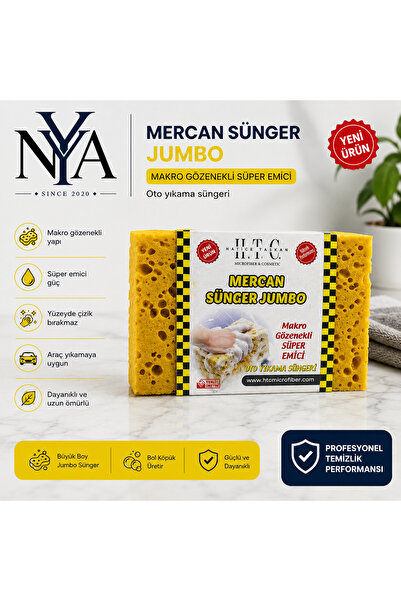 NYA Group Mercan Sünger XL – Makro Gözenekli Süper Emici Oto Yıkama Süngeri
