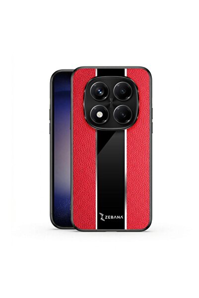 Zebana Xiaomi Redmi Note 15 Pro Plus 5G Uyumlu Kılıf Premium Deri Kılıf Kırmızı