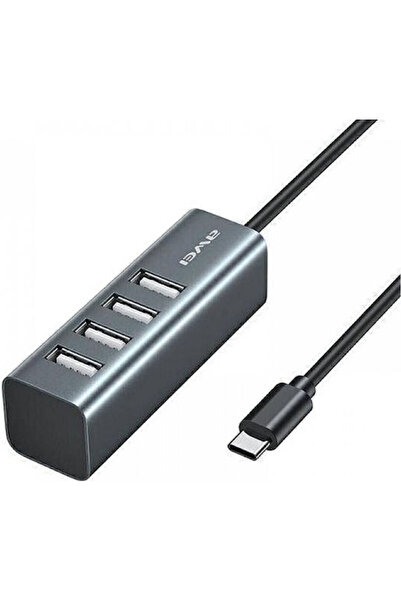 AWEI CL-122T USB Hub 4 θύρες USB 2.0 με σύνδεση USB-C Γκρι Κωδικός: 888070