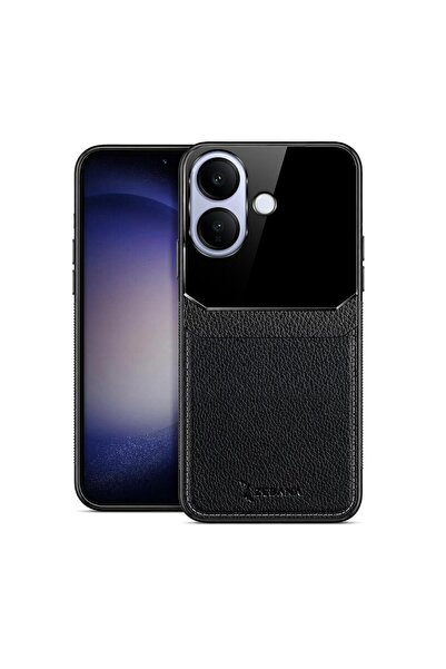 Zebana Vivo V60 Lite Uyumlu Kılıf Lens Deri Kılıf Siyah
