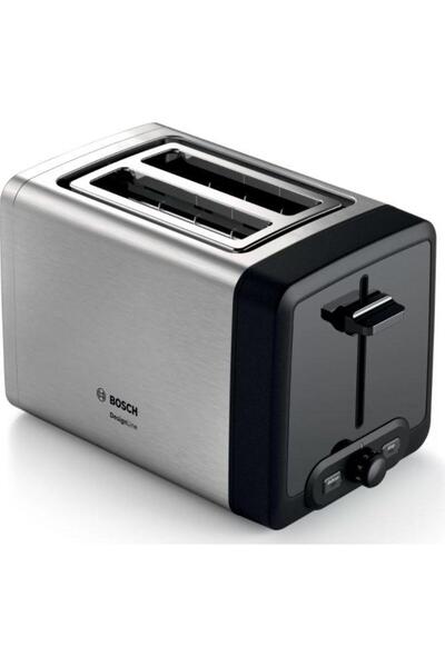 Bosch DesignLine TAT4P420 Toaster, 2 Slice, 970 W, Silver/Black