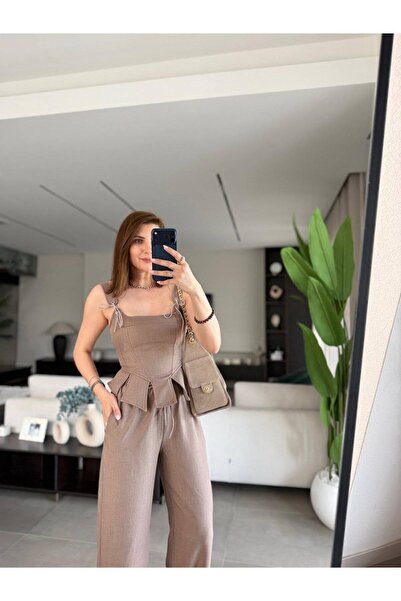 mylunessa Mas Du Mink Corset Blouse and Trousers Linen Set