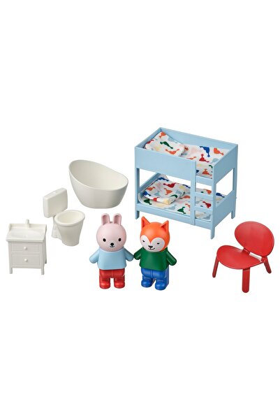 IKEA HUSET Dollhouse furniture and figures, bedroom/bathroom multicolour