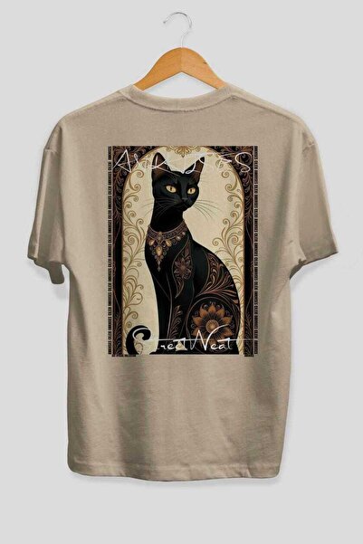Ankhises Μπλουζάκι  "For the Love of Cats " με στάμπα 86 γατών, μπεζ, oversiz...