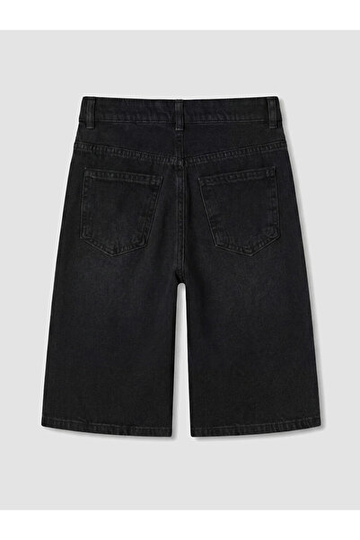 LC Waikiki Siyah Geniş Paça Erkek Çocuk Jean Şortolon